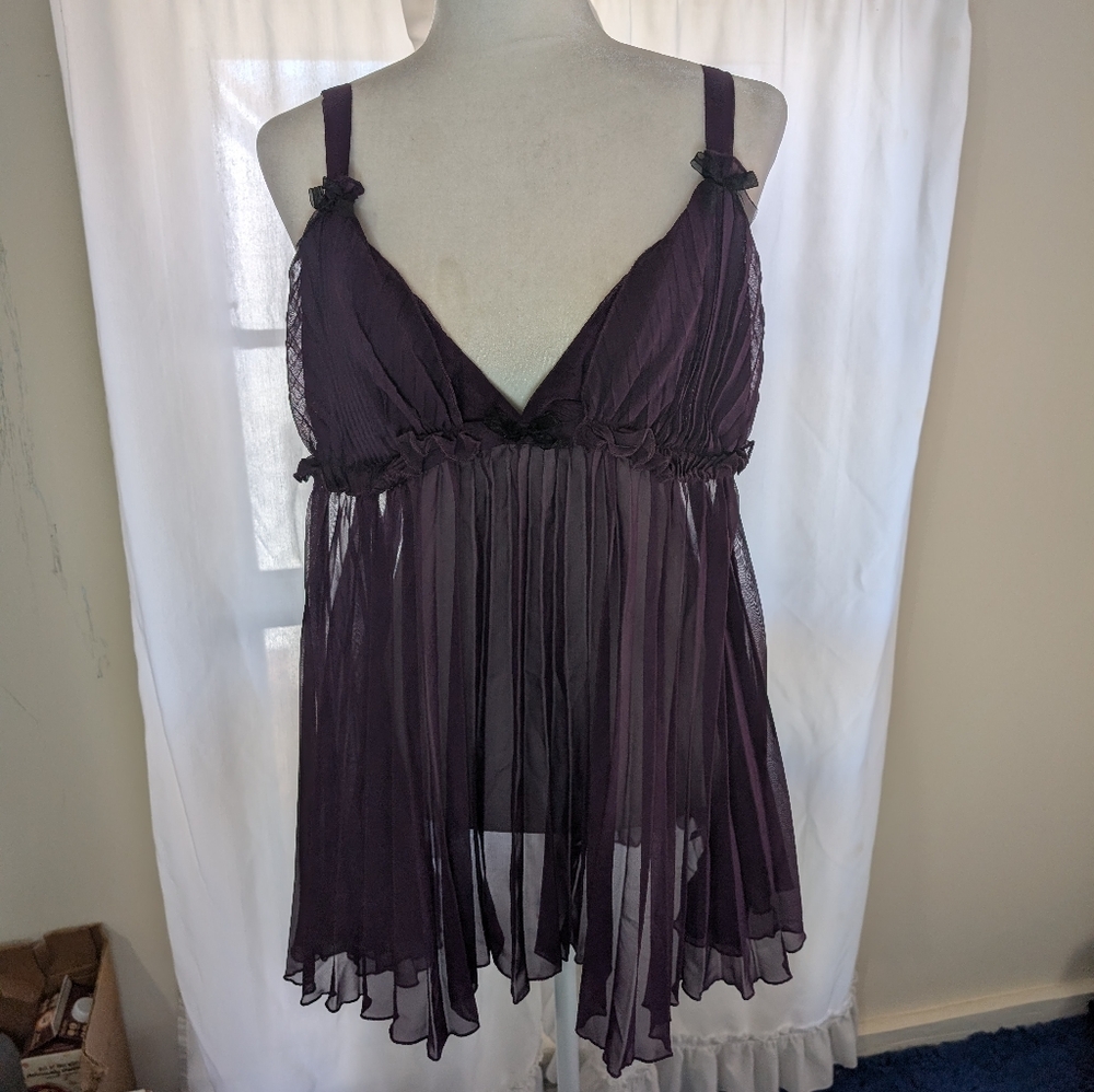 Dreamgirl Lingerie Set Women's XL-XXL Purple‎ Pleated Dark Romantic Y2K Style